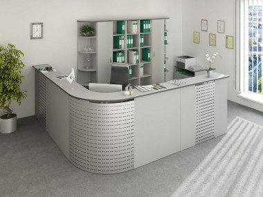 Стойка ресепшн "Партнер" 2880х2880х1200 Серый &mdash; Аэлита