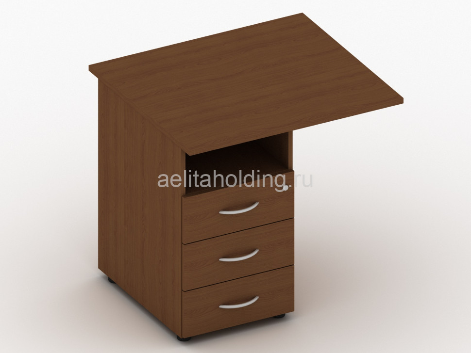 Тумба приставная с 3 ящиками и замком, крышка 800