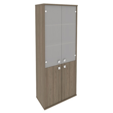 Шкаф высокий широкий  (2 низкие двери ЛДСП,2 средние двери стекло) 778х410х1975  &mdash; Аэлита