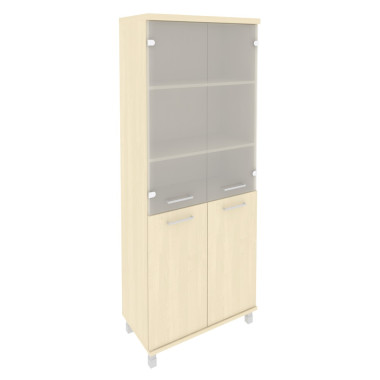 Стеллаж высокий широкий First (2 низкие двери ЛДСП, 2 средние двери стекло) &mdash; Аэлита