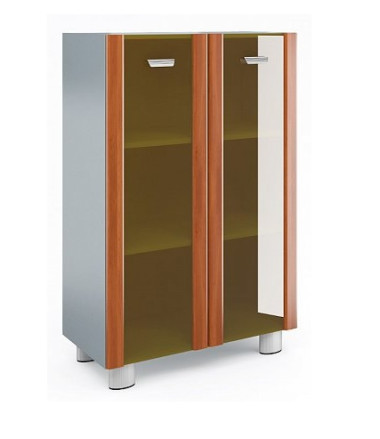 Стеллаж закрытый со стеклом в раме МДФ (средний) 860х420х1300 &mdash; Аэлита